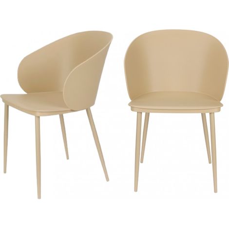 Lot de 2 chaises en résine et métal - Beige - Gigi (1/5)
