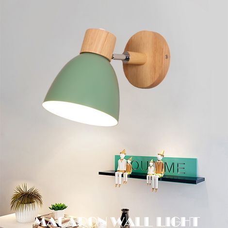 Nordische Wandleuchte aus Metall und Eisen in Macaronform, Nachttischlampe fürs Schlafzimmer, schlichte, moderne grüne Lampe für Kinder (Leuchtmittel nicht enthalten) (1/5)