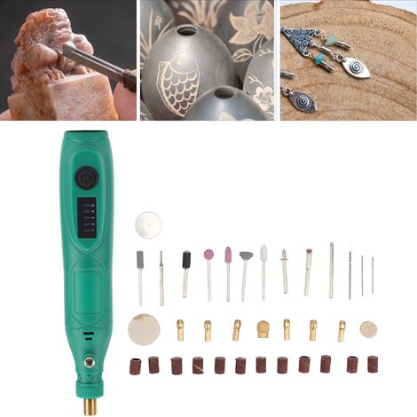 3,7-V-Akku-Rotationswerkzeug-Set, Mini-Elektroschleifer, DIY-Gravurstift, Schneiden, Bohren, Schleifen, Polieren, Beschriftung, 5 Geschwindigkeitsstufen, variable Drehzahl zum Polieren, Reinigen und G (1/5)