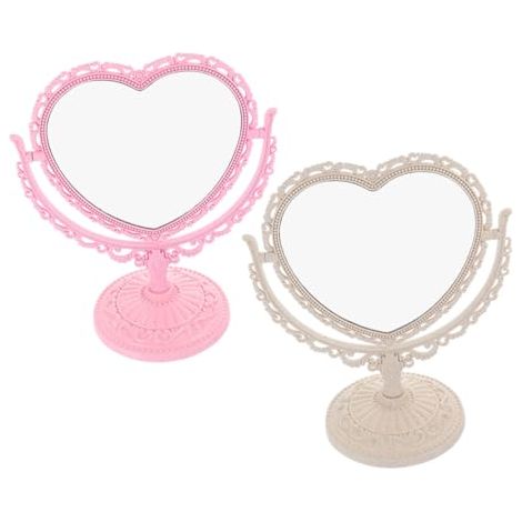 Miroir de Table de Cœur Double Face. Plastique et Verre (1/5)