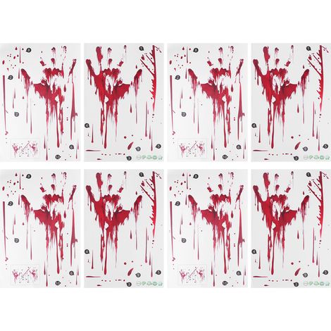 Lot de 4 autocollants Halloween mains ensanglantées effrayantes, adhésifs muraux pour maison hantée, décoration de fenêtre de fête. (1/5)