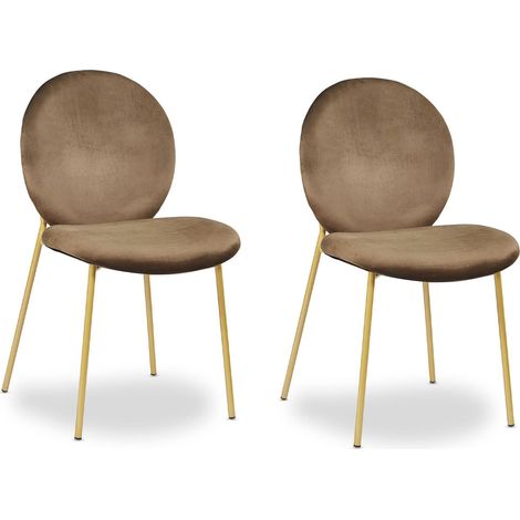 Lot de 2 Chaises Médaillon en Velours "Della" 79cm Camel (1/5)
