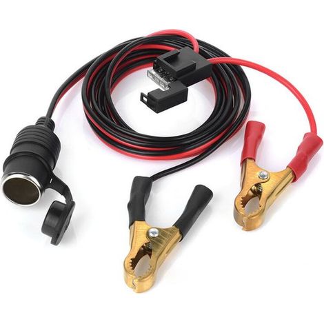 Adecuado para conector hembra de encendedor cigarrillos coche 12V/24V batería pinza cocodrilo, Cable extensión 60 cm (2 pies) pinza batería coche (1/2)