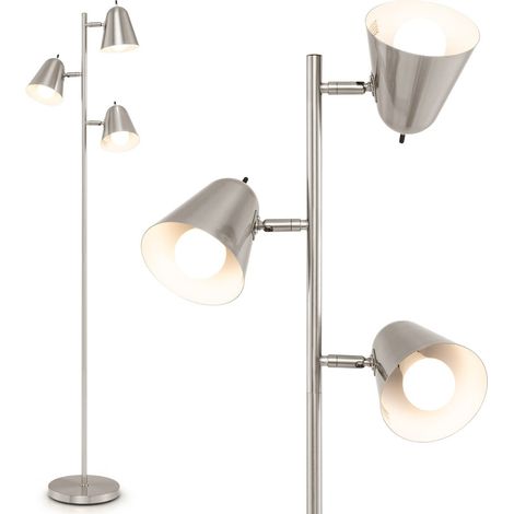 Lampada da terra Tree 25 x 163 cm 3 paralumi regolabili atmosfera accogliente stile moderno metallo argentato 200012298