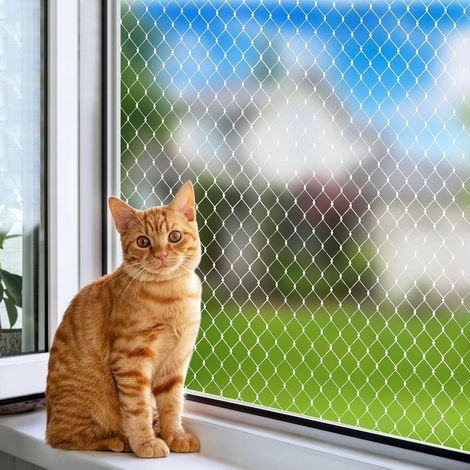 Filet de protection pour chat en nylon, filet transparent pour chat de balcon 3x4m, filet de protection pour chat de balcon découpable, aucun perçage requis pour protéger