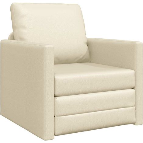vidaXL Divano Letto a Terra Crema 74 x 77 x 81 cm Pelle sintetica (1/5)