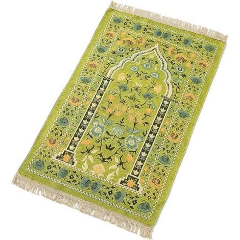 Tapis de prière musulman Eid Mubarak, tapis de prière islamique vert gazon (1/5)