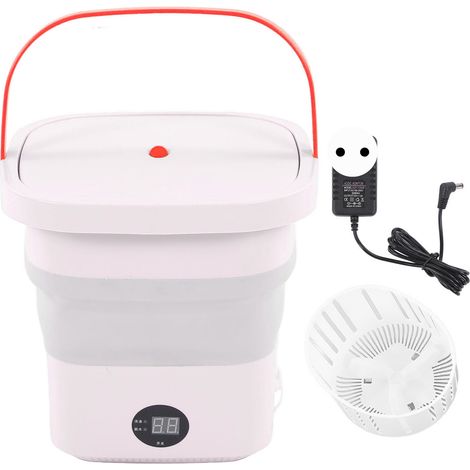 Seau à laver portable 6L pliable automatique avec écran LCD pour camping-car voyage appartement 100-240V rose prise UE (1/5)