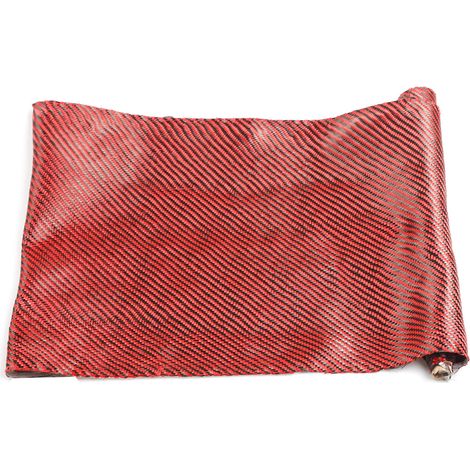Tissu d'apprêt en sergé de fibre de carbone 3K 220G pour la confection de capots de voiture - découpable à la taille souhaitée pour le bricolage - Noir et rouge (1/4)
