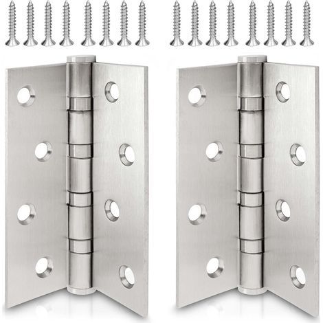 2 Türbänder aus Edelstahl 201 inklusive Schrauben, Materialstärke 2,5 mm, verstärkt mit 4 Stahlkugeln für Massivtüren (1/5)