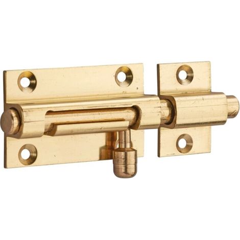 Targette pour porte de meuble, laiton, pêne Ø 8mm, 50x30mm - (1/2)