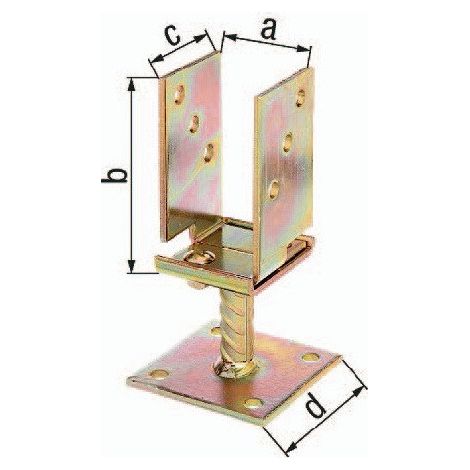 GAH  Alberts  U-Pfostenträger  71-131x110x70x100mm  TZN  breitenverstellbar,zum  Aufschr  -  214500