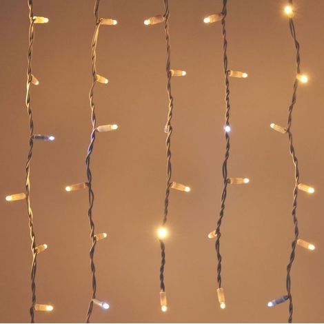 Stringa tenda pioggia a cascata 200 luci di Natale a led bianco caldo con flash ghiaccio 3x1 mt intermittenza per esterno prolungabile Bianco Caldo 3x1 metri - 200 Maxiled (1/5)