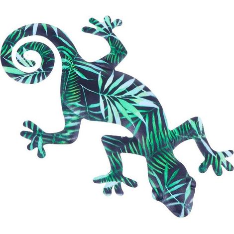 Métal Gecko Lézard Décoration Murale Coloré Sculpture Art Mur Décor pour Intérieur Extérieur Accueil Salon Bureau Jardin, Vert (1/4)