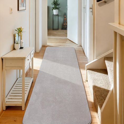 Tapis Salon, Tapis de Chevet Uni 80x150cm, Moelleux Poils Courts, Antidérapant, Confortable pour Couloir, Entrée, Passage, Salle à Manger, Salon, Chambre Enfant, Bureau, Décoratif, Gris Clair (1/5)