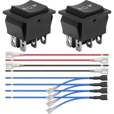 Rocker Switch 12V 16A DPDT(ON) 6 Pin with Polarity Reverse Cable 3 Position Rocker Switch for DC Motor Control Car Boat 2 Pack (1/5)