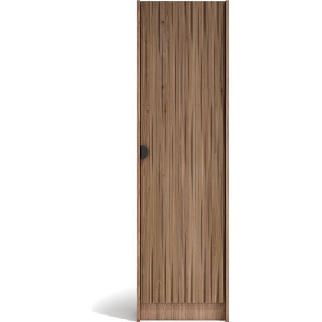 Herdasa, Zapatero alto NUX en melamina, 175x50x24cm - nogal velmore y puertas efecto vallado nogal