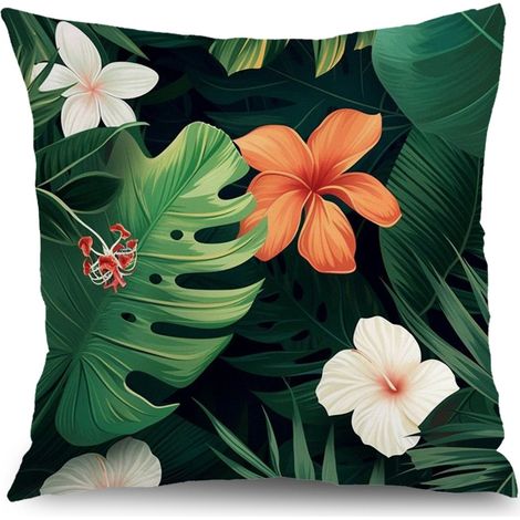 Housse de coussin extérieur fleurs été, décoration salon jardin,40×40cm (1/5)