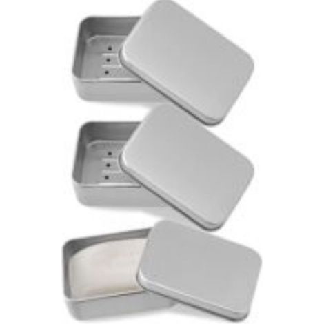 3 piezas, Jabonera con tapa, Jabonera, Lata protectora y de viaje, Caja de jabón, Jabonera, Aluminio, Artículos de aseo de tamaño viaje (1/5)
