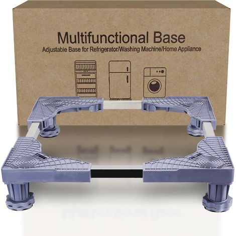 Support réglable pour lave-linge (43-61 cm), pieds anti-vibrations pour réfrigérateur, rehausseur universel avec kit de superposition pour lave-linge et sèche-linge (1/5)