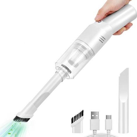 Kabelloser Mini-Autostaubsauger 400 g Tragbarer wiederaufladbarer Handstaubsauger klein aber leistungsstark kabellos und wiederaufladbar für Auto Weiß (1/5)
