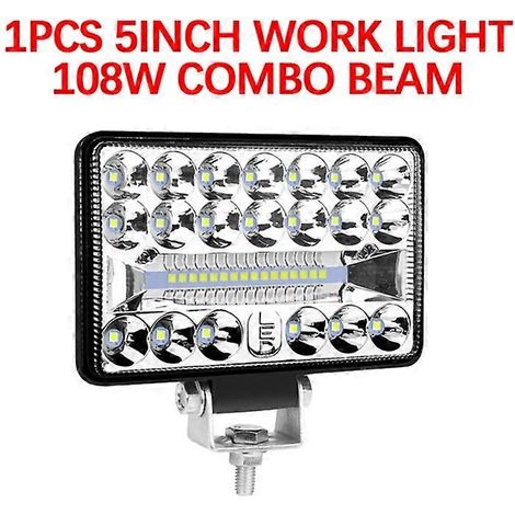 Barre lumineuse de travail LED étanche 12-24 V, projecteur carré 48 W, phare de travail pour camions, éclairage de conduite de nuit tout-terrain pour SUV, 36 LED, 1 pièce (1/5)