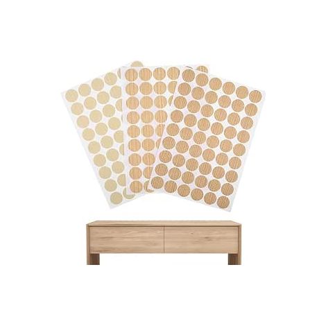 Screw Covers, Wall Hole Covers, Furniture Hole Covers, Adhesive Screw Covers, Wood Grain Self-Adhesive Screw Covers, Diameter 21 mm, for Screw Caps, Furniture, Cupboard, Table, Chair (1/4)