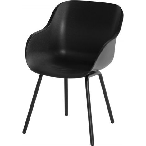 CHALET & JARDIN Lot de 2 chaises design noir en résine et aluminium - confort ergonomique (1/5)