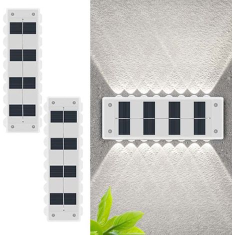 Spot Solaire Décoratif - Murale Extérieur LED Éclairage Ambiance Lumière pour Clôture de Villa/Terrasse Arrière 2x 16 Blanche (1/5)