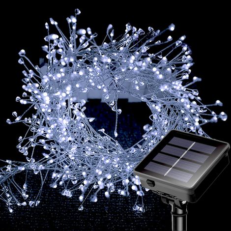 guirlandes lumineuses solaires à LED modes fil de étanche mini guirlande lumineuse en forme de pétards pour allée jardin 6 m 2 200 8 Cuivre (1/5)