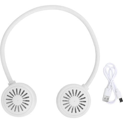 Ortviai Ventilateur de cou portable sans hélice, 3 vitesses, rechargeable USB, silencieux, blanc (1/5)