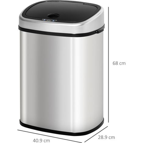 Poubelle avec couvercle et capteur infrarouge (pour cuisine et salle de bain, capacité de 58 litres, en résine ABS et acier, 40,9 x 28,9 x 68 cm) (1/5)
