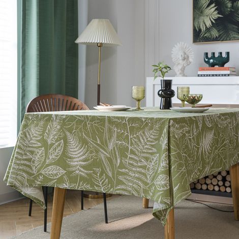Nappe imprimée 100 x 140 cm pour table de salle à manger carrée, lavable en machine, nappe rectangulaire durable pour la maison, le restaurant, le banquet – Grandes feuilles vertes