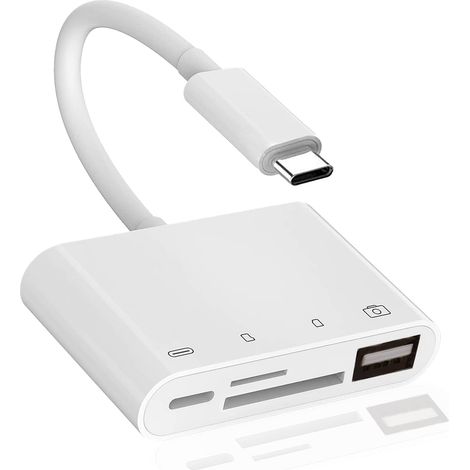 Lecteur de cartes SD USB C, lecteur de cartes Micro SD 4 en 1 avec port de chargement Type-C, lecteur de cartes mémoire, adaptateur OTG compatible av (1/5)