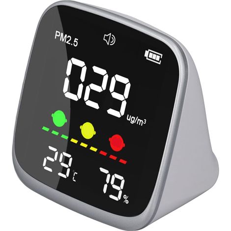 PM2,5-Luftqualitätsmessgerät, tragbarer PM2,5-Detektor mit Thermometer und Feuchtigkeitsmesser für Zuhause, Büro und Reisen zur Messung der Luftverschmutzung im Innen- und Außenbereich (1/3)