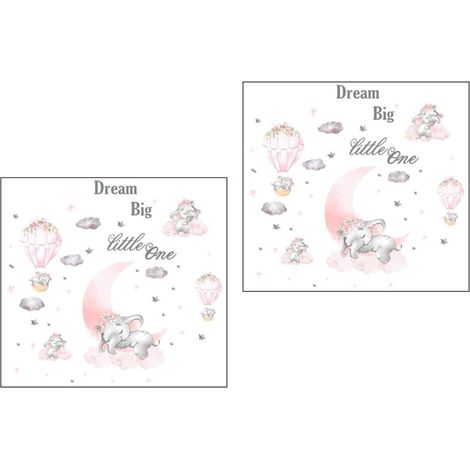 2 Ensembles Ensemble de décoration murale amovible Oh mignon autocollants chambre à coucher Ouah arrière plan stickers décalcomanies décoratives murales stickers muraux filles PVC (1/5)