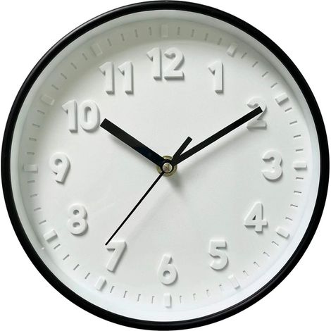 Horloge Murale Sans Tictac - Mouvement Silencieux À Pile - Cadran 3D En Plastique Rigide - Verre Haute Définition - Pour Chambre Salon Bureau - 1 Pièce (1/5)