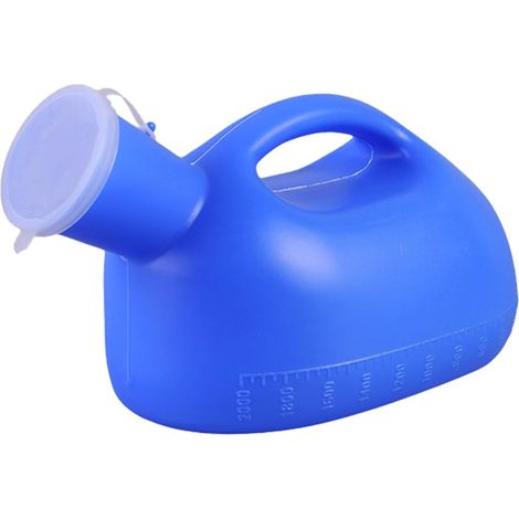 Urinoir Homme,2000ml Portable Urinoir Homme,Urinal Portable avec Couvercle,Urinoir Portable avec Poignée,Bouteille Urine avec Couvercle Plastique Réutilisable,pour Voyages,Camping,Déplacement,bleu (1/5)
