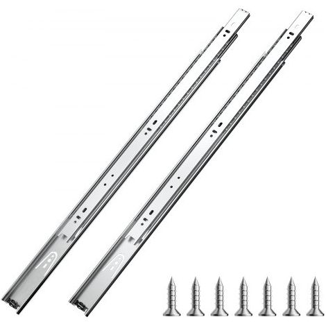 Correderas para Cajones de Tocador de Montaje Lateral, 10 Pares Rieles para Gabinete con Cojinetes de Bolas Extensión Completa, Carga 45kg, para Reemplazo de Cocina DIY, 550 x 46 x 12,7 mm (1/5)