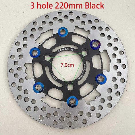 Disques de frein flottants universels en alliage d'aluminium pour moto, diamètre extérieur 200 mm/220 mm/245 mm/260 mm, plaquettes de frein à refroidissement rapide, noir, 7 cm, 220 mm (1/5)