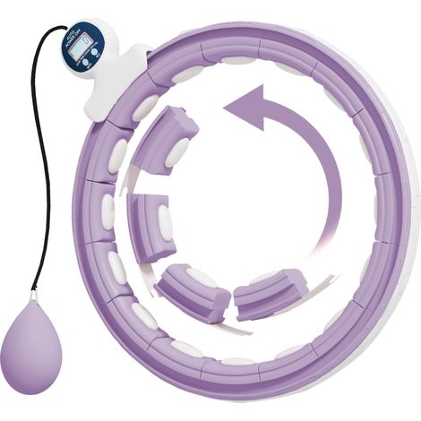 Hula hoop con noduli massaggianti regolabili, circonferenza vita 76-113 cm, 16 segmenti rimovibili, 139x4,5 cm, viola
