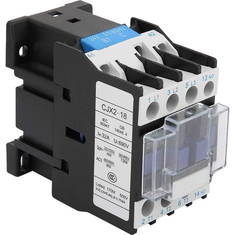 CJX2-1810 Contacteur pour Montage sur Rail Contacteur Électrique Industriel, Interrupteur Automatique Haute Sensibilité Type Fixe Alimentation DIN, Alliage de Tungstène (1/5)