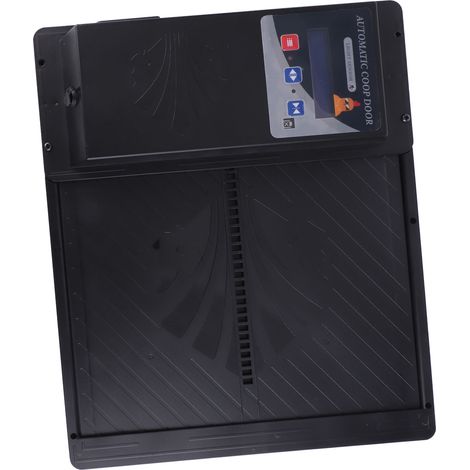 Porte de poulailler automatique solaire à ouverture horizontale USB, 3 en 1 avec minuterie, capteur de lumière et télécommande (noir) (1/5)