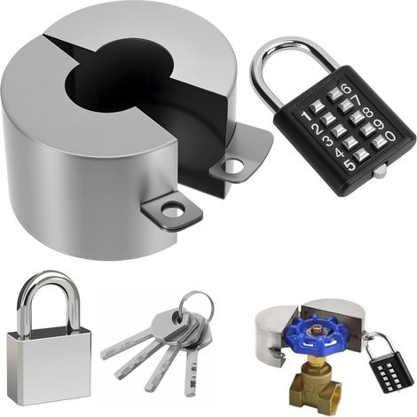set di serrature per rubinetto Castle, antifurto e risparmio idrico, protezione per rubinetto con copertura, 2 serrature e 4 chiavi, serratura in acciaio inossidabile per giardino, camera da letto, cu