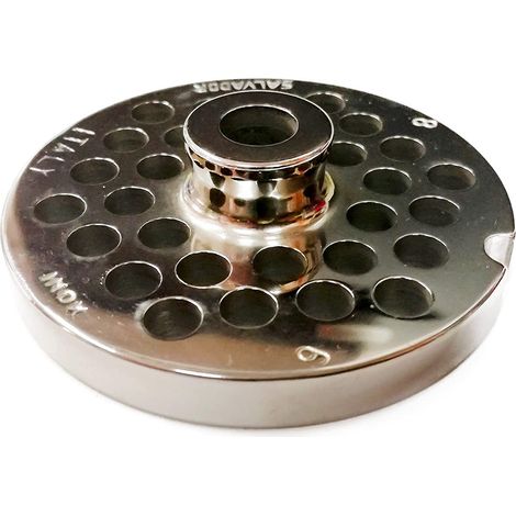 Salvinox piastra con mozzo per tritacarne 8 foro 6 ,acciaio inox auto affilanti qualità professionale
