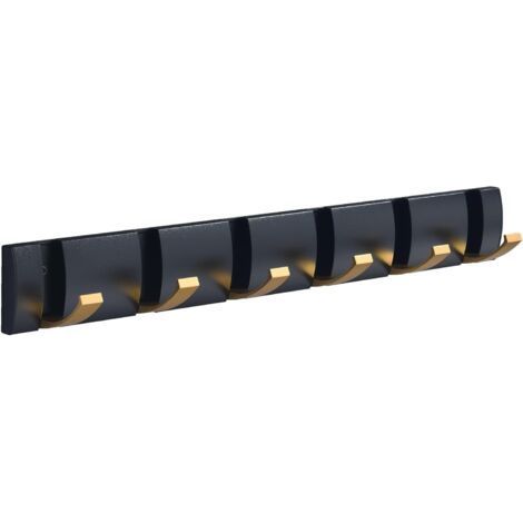Wall Mounted Coat Rack with 6 Hooks, Black Gold Folding Bathroom Coat Hook, Towel Hook (1/4)