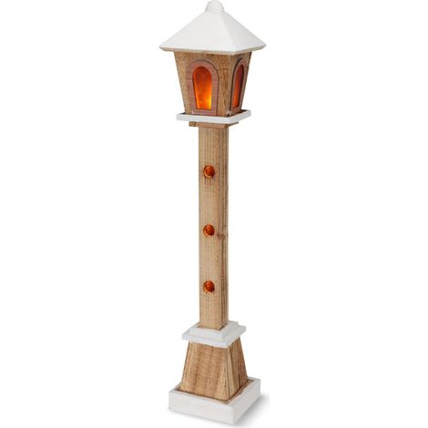 Holz Laterne mit 23 LED in warm weiß - 75 cm - Weihnachts Deko Leuchte Batterie betrieben - Advent Winter Dekoration Standleuchte Stehlampe Stimmungslicht