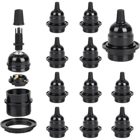 12 x Douille Ampoule E27 Noir à Visser 250V 4A en Bakélite (1/5)