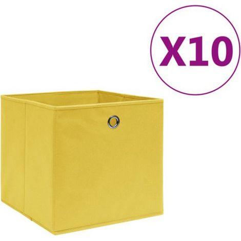 Aufbewahrungsboxen – 10 Stück – 28 x 28 x 28 cm – Vliesstoff – gelb (1/5)