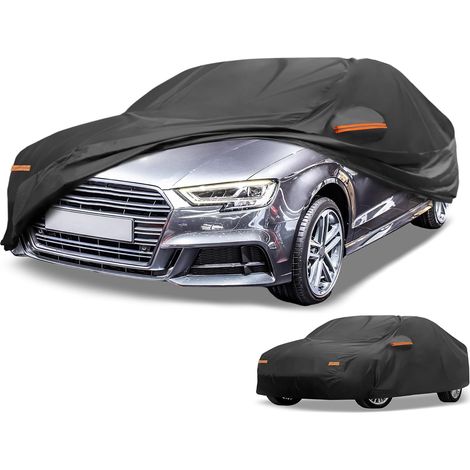 Housse De Voiture Étanche pour A3 Berline 13-25 1pc  Couleur Noir, Matériau 190T-PU, Dimensions 460X178X130Cm, Anti-UV, Anti-Pluie, Bande Réfléchissante, Corde Élastique (1/5)
